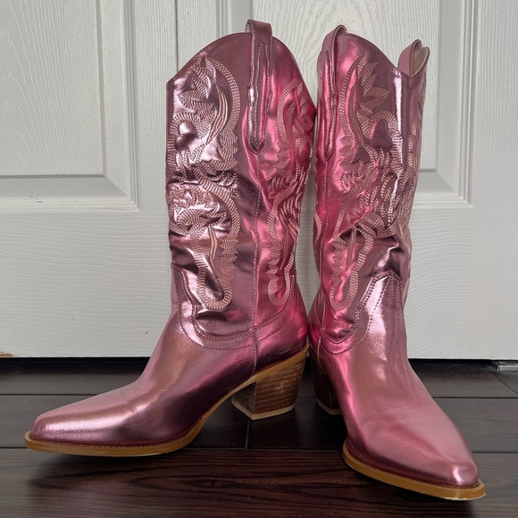 Pink Metallic Cowboy Boots - Picture 8 of 8